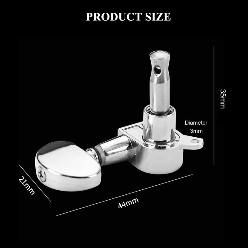 6 Pieces Guitar String Tuning Pegs, Guitar Machine Heads Knobs for Electric or Acoustic Guitar with Tools (3 Left + 3 Right) (Silver) Silver