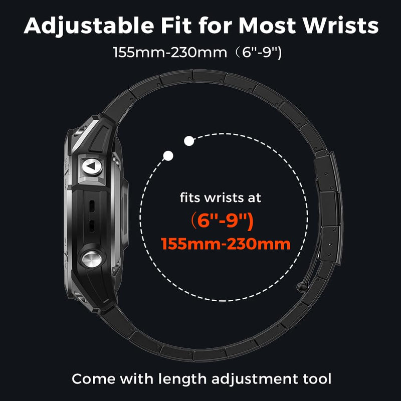 Titanium Watch Band for Garmin Fenix 8/7/7X/6/6X, 22mm 26mm QuickFit Metal Strap, Ultra-Lightweight & Hypoallergenic Band with No Gap Design & Secure Buckle for Fenix/Epix/Forerunner/Instinct/Tactix black