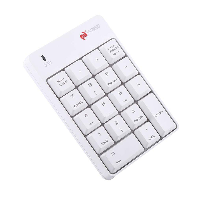 Wireless USB Numeric Keypad Keyboard for Mac Laptop Notebook Desktop PC, Portable Mini 18 Keys Numpad 2.4GHz USB Number Pad with Receiver(White)