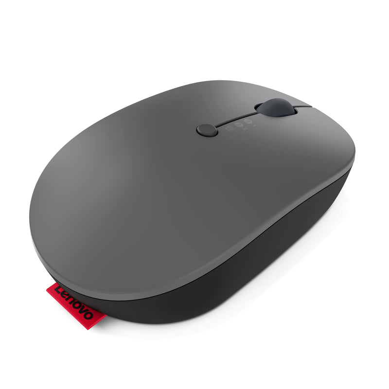 Lenovo Go Multi-Device Wireless Mouse, 2.4GHz Nano USB-C Receiver, Bluetooth, Adjustable DPI, USB-C Rechargeable Battery, Qi Wireless Charging, Ambidextrous, GY51C21211, Grey