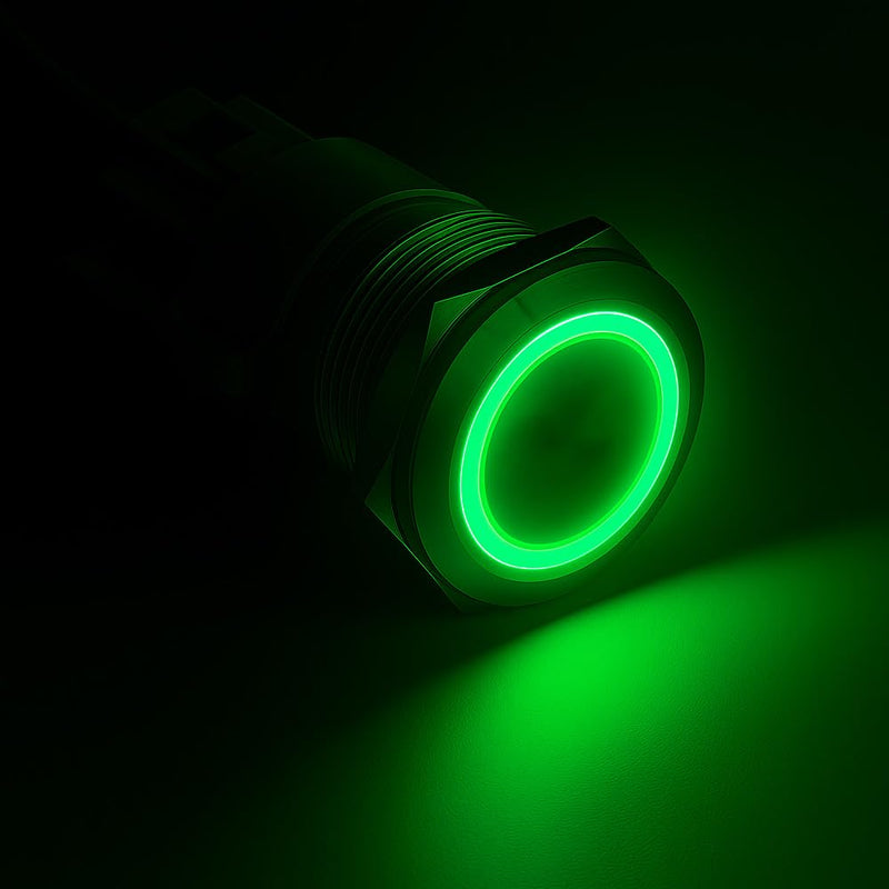 0.87 Inch/22mm Stainless Steel Momentary Push Button SPDT 110V-220V/3A LED 1NO1NC ON/Off Waterproof with Wire Socket Plug (Green LED) green /110-220V
