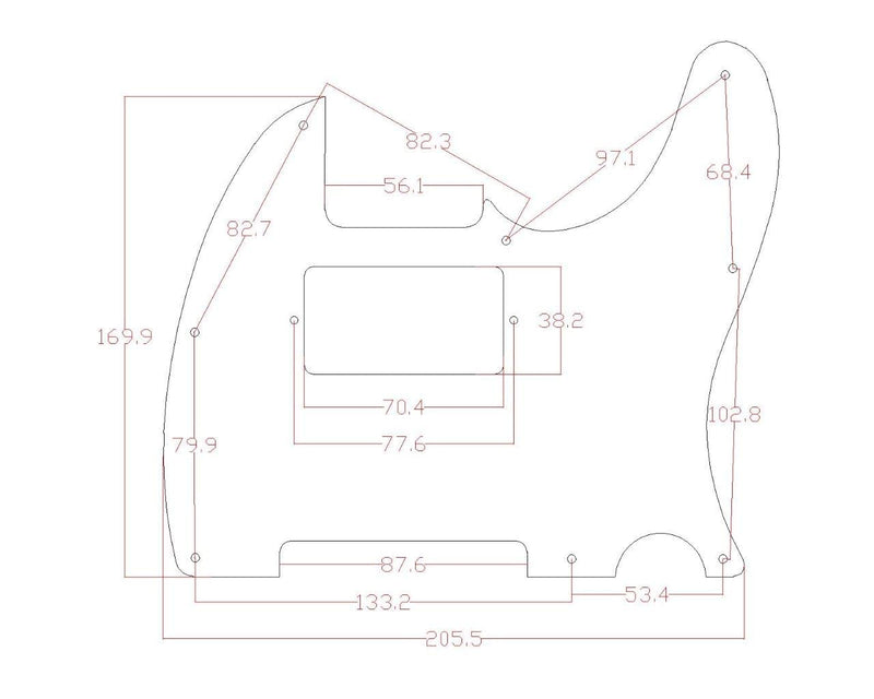 KAISH Matte Aluminum Tele Humbucker Style Pickguard Metal Anodized TL Pick Guard Scratch Plate for American/Mexican Telecaster Matte Silver