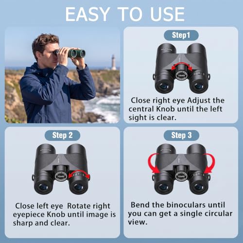 12x42 HD Binoculars for Adults, BAK4 Prism Waterproof Lightweight 12X42