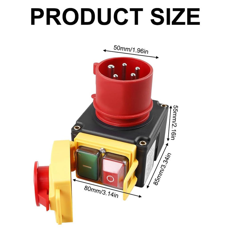 KEDU KOA7 Motor Protection Switch 400 V, 3-Phase Plug Switch with CEE Plug, Machine Switch with Phase Inverter & 67 cm Cable, Waterproof Electromagnetic Switch for Wood Splitter, Identical Design