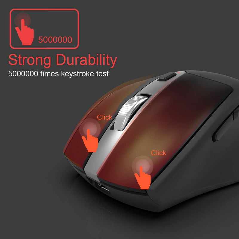 Arteck 2.4G Wireless Mouse with Nano USB Receiver Ergonomic Design Silent Clicking with Side Switch Buttons for Computer / Desktop / PC / Laptop and Windows 10/8/7 Build in Rechargeable Battery Black