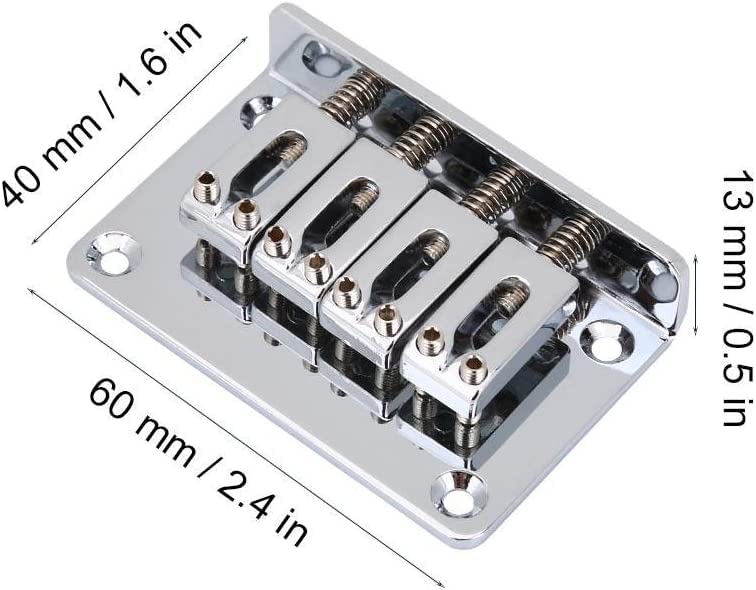 4-String Guitar Replacement Part for 4 String Cigarbox Electric Guitar Bass Inclued Top-Loading Hardtail Bridge Tuning Pegs Keys Control Knobs Strap Locks Screws Washers Chrome