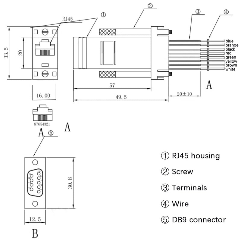 10PCS DB9 Female Ethernet Adapter, 9 Pin Serial Port Female to RJ45 Ethernet LAN Extend Modular Converter, F/F