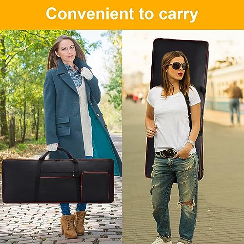 61 Key Keyboard Case Gig Bag Padded, Keyboard Cover, Portable Electric Keyboard Piano 600D Oxford Cloth with 10mm Cotton Case Gig Bag 40.1"x15.7"x4.7" GJB54 (black+red)