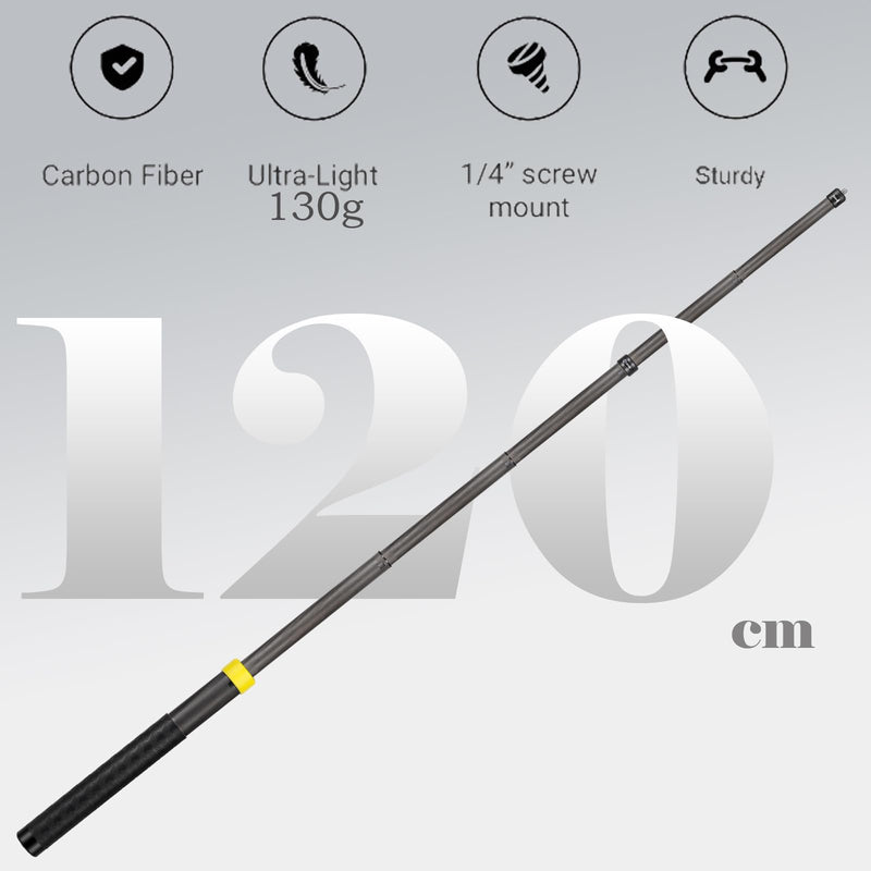 10.6-47.2 inches 1.2m Carbon Fiber Invisible Selfie Stick for Insta360 x4 Insta 360 x4 x3 x2 x Go 2 3 GoPro Hero 13 12 11 10 9 8 7 6 5 4 3 DJIN OSMO Action Camera Accessories (Gold) Gold