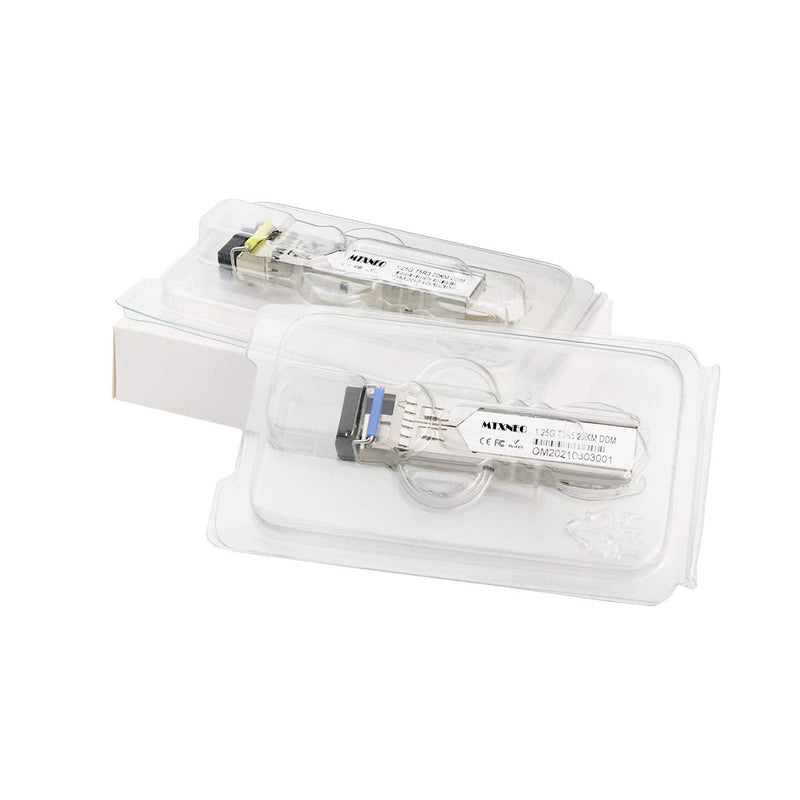 A Pair of 1.25G SFP Bidi Transceiver 1000Base-BIDI SingleMode Simplex LC Fiber Module SMF 1310nm/15500nm DDM up to 20 km for Cisco GLC-BX-D, Ubiquiti UniFi UF-SM-1G-S, Mikrotik and More (1) 1.25G BiDi LC