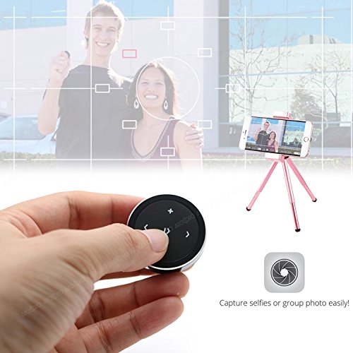 Wireless Bluetooth Media Button Remote Selfie Control Car Motorcycle Steering Wheel Music for iPhone or Android with Mount