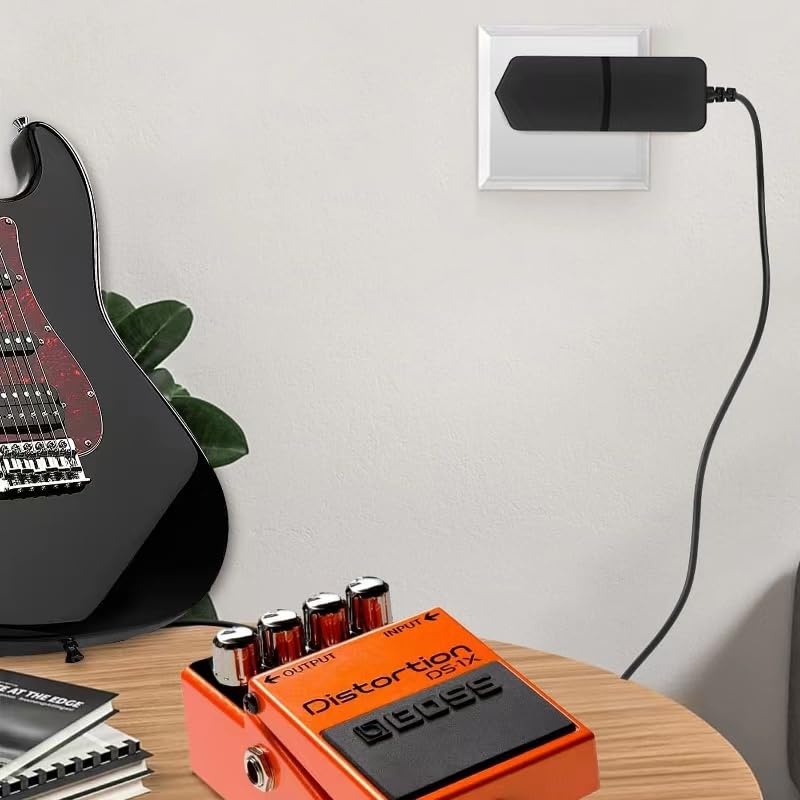 Rockhouse 9V Power Supply for Guitar Pedals, AC DC Adapter for Most Musical Instruments, 500mA, Center Negative