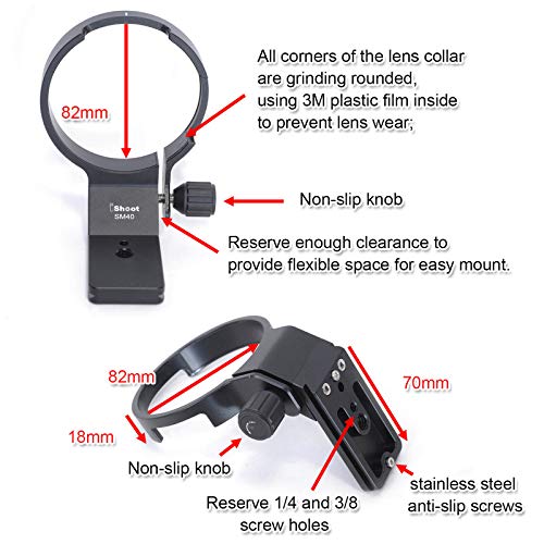 iShoot Lens Tripod Mount Ring for Sigma 40mm f/1.4 DG HSM Art Lens, CNC Machined Aviation Aluminum Lens Collar Support Bracket Holder, Bottom is ARCA-SWISS Fit Quick Release Plate for Tripod Ball Head