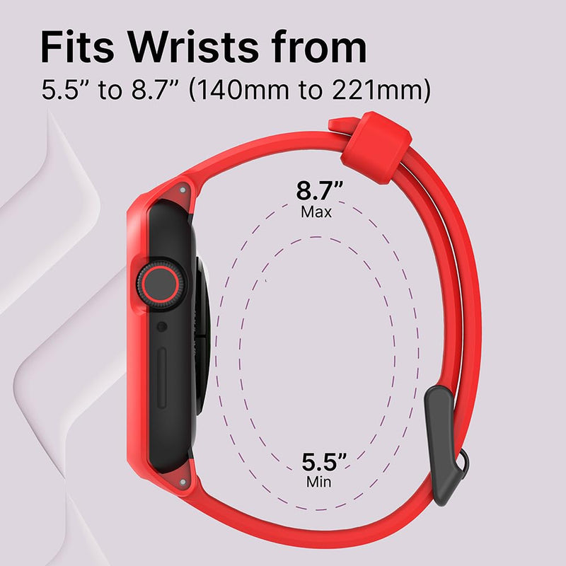 Designed for Apple Watch Series SE, 6, 5, and 4 (44mm) - Locking Edition Case With Sport Band - Drop Proof 9.9ft, Breathable, Rugged, Shock Proof Lava Red