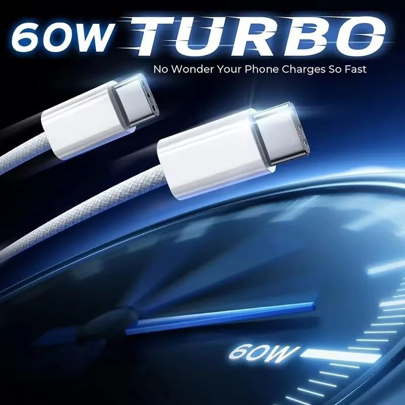 USB-C to USB-C Data Cable, 60W Fast Charge Type-C Charging Cable, Braided USB-C Charging Cable (Purple,2m) Purple 2m