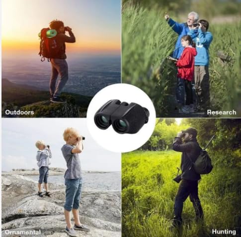 12x25 Compact Binoculars for Adults and Kids - Large Eyepiece Waterproof Binoculars for Bird Watching - High Powered Easy Focus Binoculars with Low Light Vision for Outdoor Hunting Travel