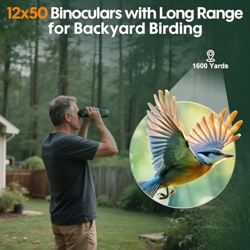 Occer 12x50 Binoculars for Adults High Powered for Bird Watching Green Tactical Edition-Green