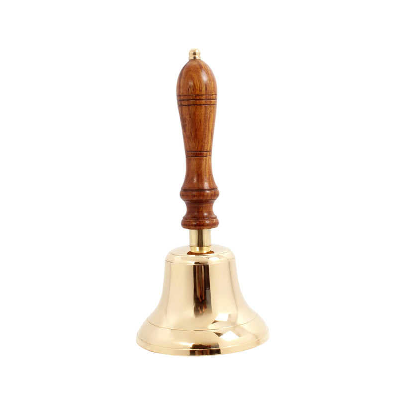 Solid Brass Large Hand Bell - Call Bell Perfect for Wedding Bell,Games Bell, Schools Bell, Reception Desks and Religious Ceremonies and Events. 5 Inch Diameter