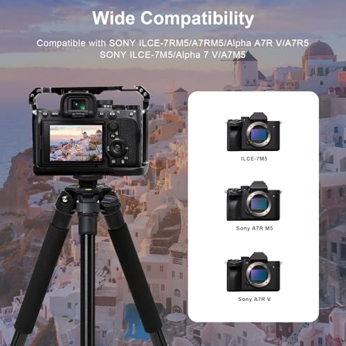 ILCE-7RM5/A7RM5/Alpha A7R V/A7R5 Camera Cage,ILCE-7M5/Alpha 7 V/A7M5 Cage with Cold Shoe Mount for ARCA and Compatible with ARRI 3/8”Interface and for Filmmaking or Vlog