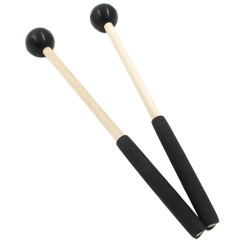 8 Inch Percussion Mallets Stick with Rubber Head and Handle，Wood Drum Mallets for Xylophone,Glockenspiel, Black