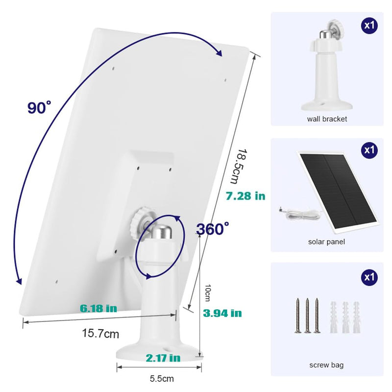 Solar Panel for Ring Camera,6W Solar Charger Compatible with Ring Stick Up Cam Battery and Ring Spotlight Cam Battery Battery,Output 6W/5V, DC3.5mm Plug, Not for Spotlight Plus/Pro (White) White