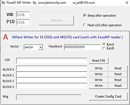 RFID Card Reader 13.56MHz Mifare Reader/Writer: Can Works as a Mifare Card UID Reader OR a Mifare Card Programmer (Windows Program Support) +5 Mifare Cards