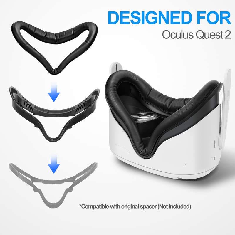 SUPERUS Facial Interface & Face Cover Pad for Oculus Quest 2, Sweat-Proof PU Foam Cushion - VR Accessories for Meta Quest 2, Compatible with Oculus Quest 2 Original Spacer Face Pad