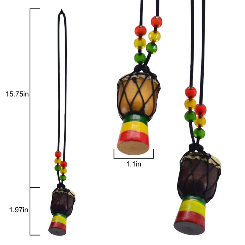 15Pcs Instrument Necklaces Wooden Classic Djembe Drum Mini Pendant African Drum Bongos Percussion Jewelry Necklace Drums for Kids Adults Party Supply School Gift 15 Pcs