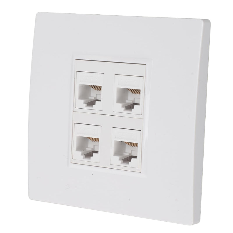 Ethernet Wall Plate 4 Port Cat 6 Ethernet Wall Socket Socket to Female Network Wall Plate Compatible with CAT5 CAT5E CAT6A Keystone Inline Coupler Wall Plate Devices
