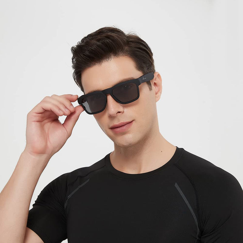 OhO sunshine Bluetooth Audio Sunglasses, Lightweight Open Ear Sport Glasses, 10H Playtime,Water Resistant with Voice Control Grey