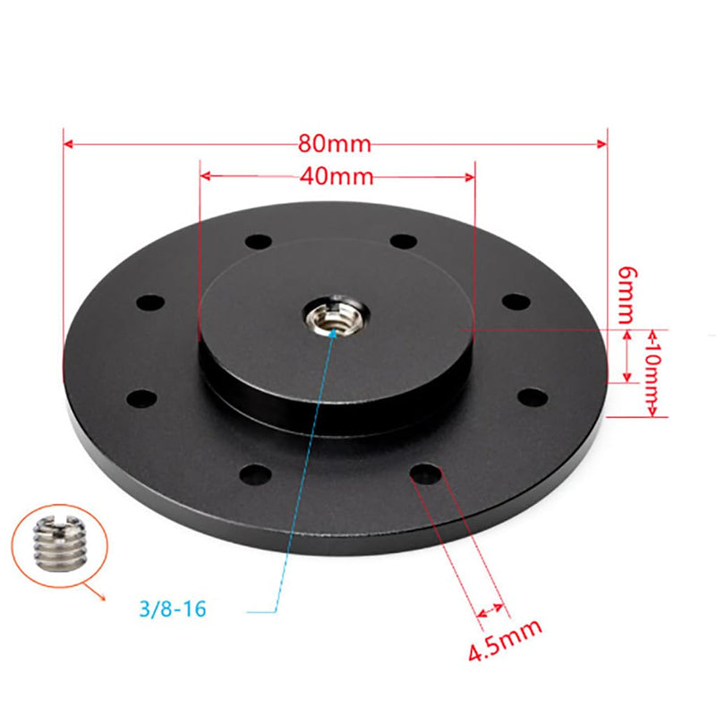 FEICHAO Shoe Mount Plate Wall Mount 1/4 3/8 inch Thread Tripod Adapter Holder for Magic Arm Monitor Light Flash DSLR Camera (D80 3/8 Hole) D80 3/8 Hole