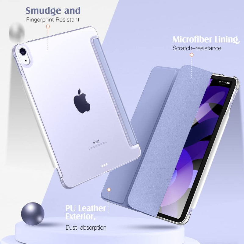 TiMOVO for iPad Air 5th Generation Case 2022 / iPad Air 4th Generation Case 2020 10.9 Inch, iPad Air Case Slim Stand Hard PC Translucent Back Shell Smart Cover Fit iPad 10.9 Case - Lavender Purple