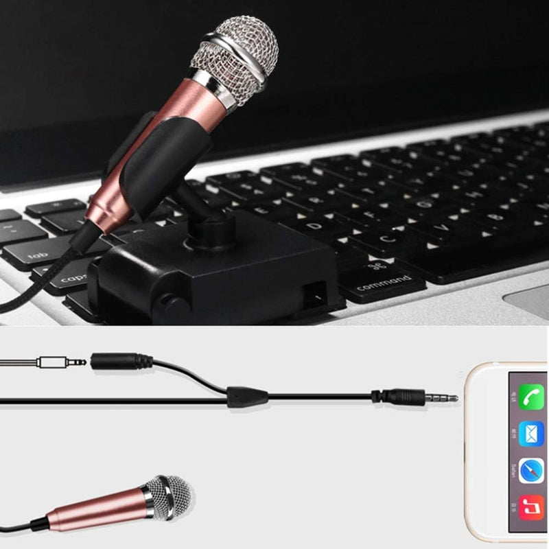 1Pc Silver Mini Singing Mic Equipment 3.5mm Condenser Microphone Phone Karaoke Mic with Stand Singing Mic Equipment Mini Handheld Microphone for Mobile Phone Laptop,Wireless Microphones and Systems