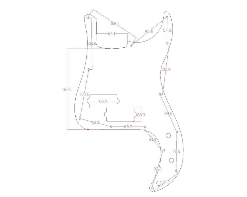 [AUSTRALIA] - Dopro 13 Hole 3D Printed Plastic Pickguard with Screws PB Bass Scratch Plate for USA/Mexican FD Black/White Grid 