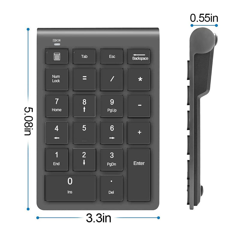 [AUSTRALIA] - LIANGSTAR Number Pad, Wireless Numeric Keypad 22 Keys Portable Keyboard Extensions with 2.4GHz USB Receiver for 10 Key Financial Accounting Data Entry, Surface Pro, Laptop, Desktop, PC, Notebook 