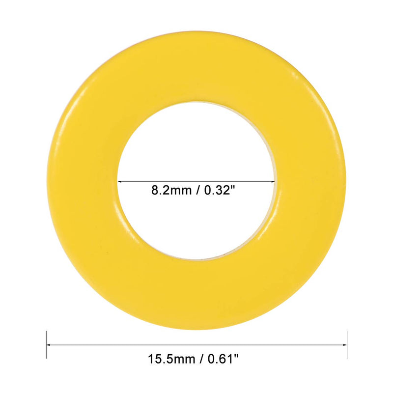 sourcing map Ferrite Ring Iron Force Toroid Core Yellow White 8.2 x 15.5 x 6.2 mm Pack of 50