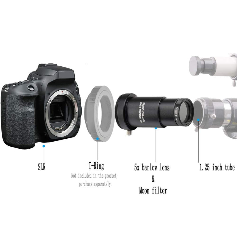 1.25-inch 5X Barlow Lens & Moon Filter Kit-for Telescope Eyepieces