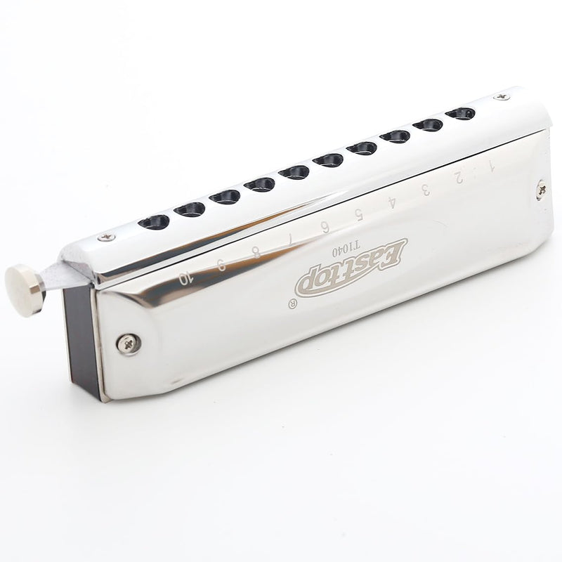 [AUSTRALIA] - East Top 10 Hole 40 Tones Chromatic Harmonica Key of C, Professional Mouth Organ with Slide for Beginners and All Levels 