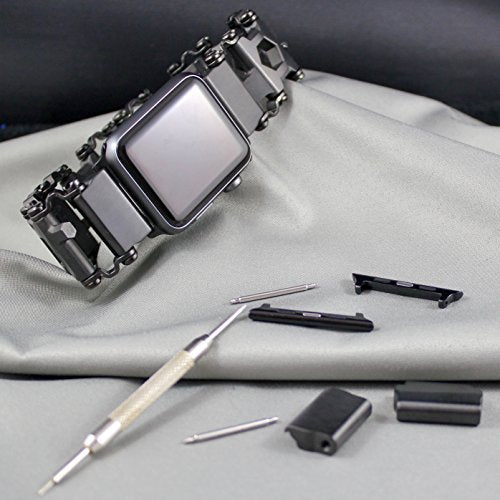 Link- watch adapter compatible with LEATHERMAN TREAD LT - Black (compatible with Apple watch 44mm/ 42mm, Black, TREAD LT)