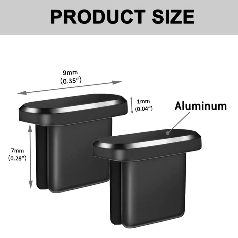Designed for iPhone 15 Pro Max Plus USB-C Anti Dust Plugs Metal C Charging Port Cover Caps Protectors (5 Pack, Black)