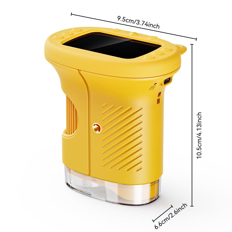 [AUSTRALIA] - Kids Microscope, 1000X Portable Mini Pocket Microscope with 2.4″ IPS Screen & 8 LEDs, Rechargeable, STEM Educational Science Kit Toys, Best Christmas Birthday Gifts for 4-12 Year Old Girls Yellow 