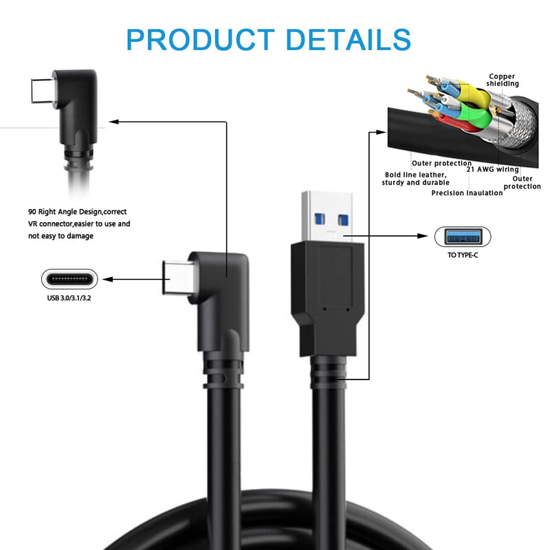 10FT Link Cable for Oculus Quest 2, Link Cable for Quest 2 High Speed Data Transfer Charging Cable USB 3.0 to USB C Cable Charger for Oculus Quest 2 Accessories VR Headset Gaming to PC 10 Ft (3M)
