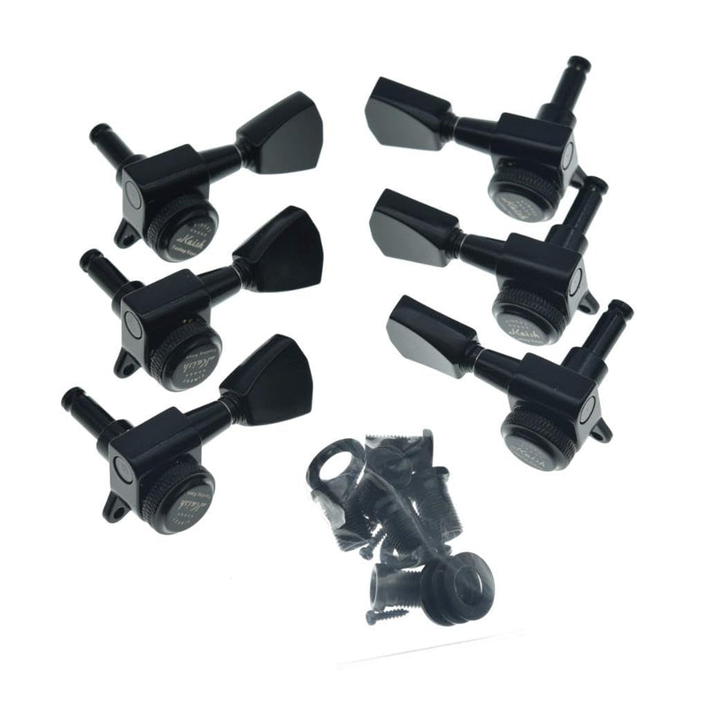 KAISH 3x3 Locking Tuners 18:1 Guitar Tuning Keys Locking Tuning Machines with Keystone Buttons for LP/Les Paul/SG/ES or Acoustic Guitars Black