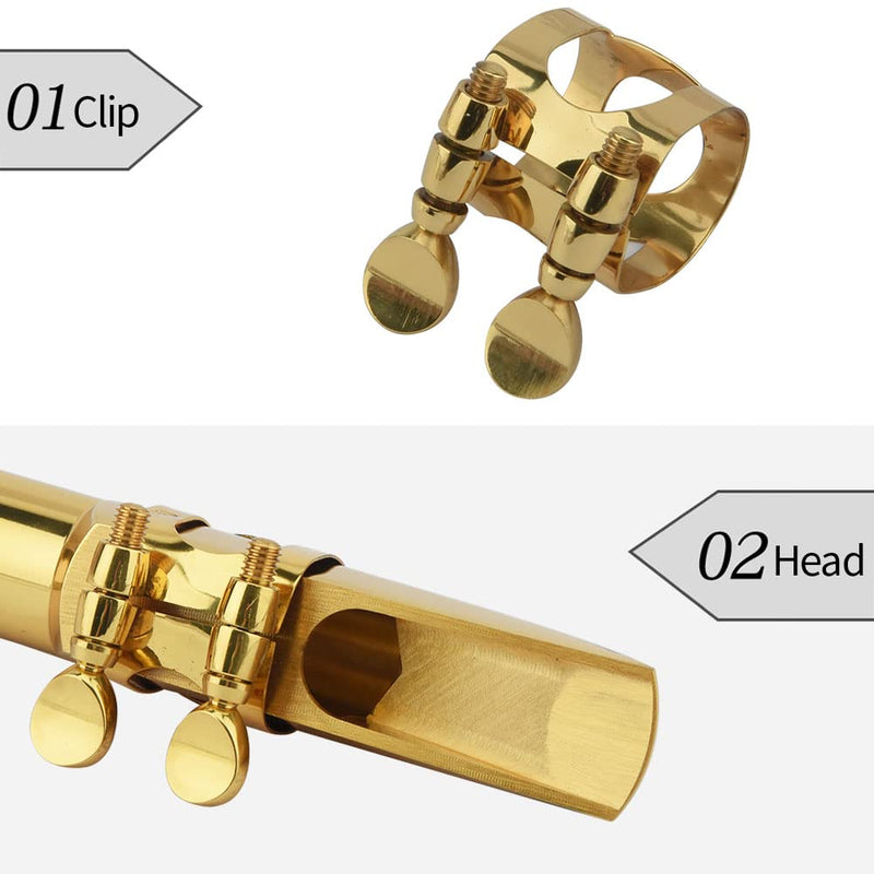 [AUSTRALIA] - Alto Sax Saxophone Mouthpiece w/Cap & Ligatures, Brass Metal Eb Alto Sax Mouthpieces 5C for Saxophone Professionals and Beginners (Gold - 5C) 