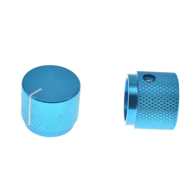 4-Pack 20mm Diam. Set Screw Style Aluminium Potentiometer Knobs 1/4" Universal Pot Control Knobs with Indicator for Guitar/Bass/AMP Amplifier Blue with Indicator Line