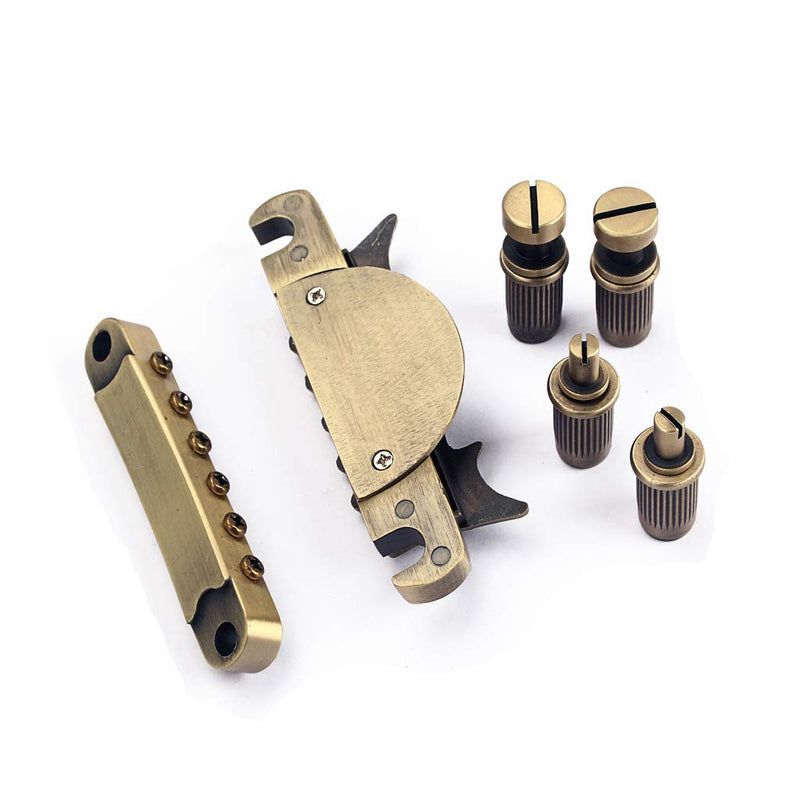 Alnicov Electric Guitar Tailpiece Bridge and Roller Saddle for Guitar Parts Bronze