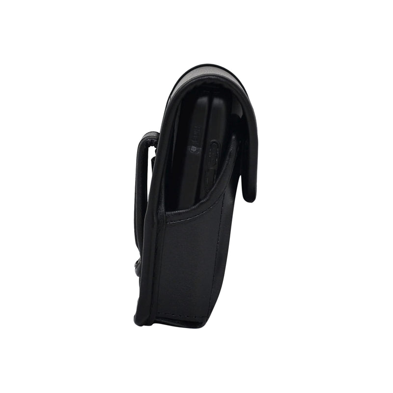 Turtleback Holster Designed for Galaxy Z Flip6 Flip 5 and 4 with Bulky Fit Case, Vertical Belt Case Black Leather Pouch with Executive Belt Clip, Black Leather Ver / Fix Clip Thick Fit