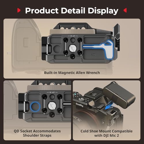 SmallRig HawkLock Quick Release Half Cage for Sony Alpha 7 V / 7R V / 7 IV, with Cold Shoe & NATO Rail, Quick Release Plate for Arca