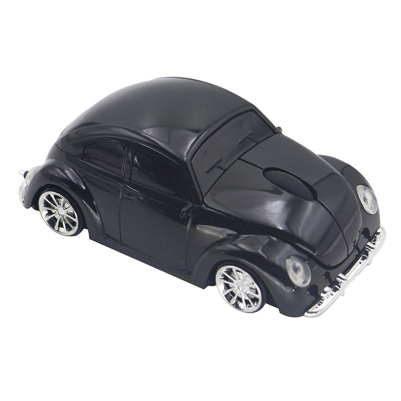 ECOiNVA VW Beetle Wireless Sports Car Shape Mouse Mice Computer Laptop PC Optical Mouse 2.4GHz Nano USB AAA Battery Power Glossy Surface LED Light (Black) Black