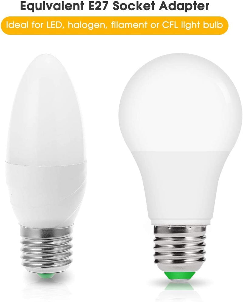 UU19EE E14 to E27 LED Bulbs Socket Adapter, Lamp Holder Converter, Nickel Plated Iron, Edison Screw Adapter Converter, for LED Lamp, Incandescent Lamp, 230 V, Not Dimmable, Pack of 6